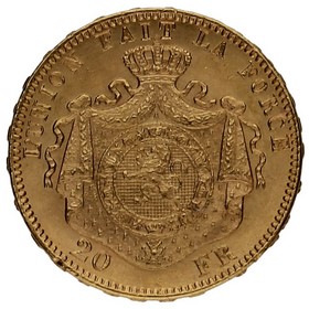 Moneda Bélgica 20 Francos Oro 1882 6,44g