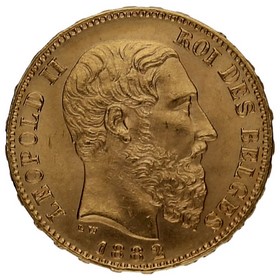 Moneda Bélgica 20 Francos Oro 1882 6,44g