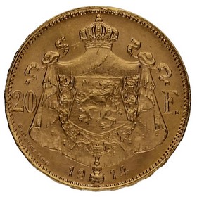 Moneda Bélgica 20 Francos Oro 1914 6,44g