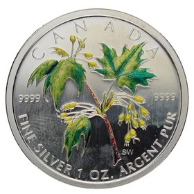 Moneda Canadá 5 Dollars Arce coloreado Plata 2003 1oz