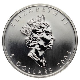 Moneda Canadá 5 Dollars Arce coloreado Plata 2003 1oz