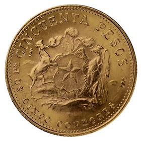 Moneda Chile 50 Pesos Oro 1967 10,12g