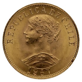 Moneda Chile 50 Pesos Oro 1967 10,12g