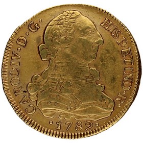 Moneda Chile 8 Escudos Oro 1789 Santiago DA 26,91g