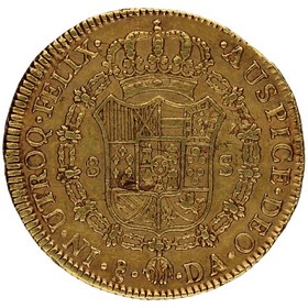 Moneda Chile 8 Escudos Oro 1789 Santiago DA 26,91g