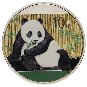 Moneda China 10 Yuans Panda Coloreado Plata 2015 1oz