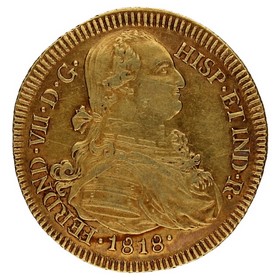 Moneda Colombia 8 Escudos Oro 1818 Popayán FM 26,99g