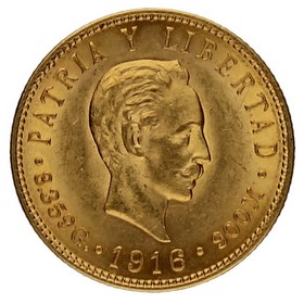 Moneda Cuba 5 Pesos Oro 1916 8,31g