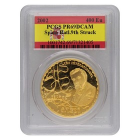 Moneda 400 Euros Casa Batllo PCGS PR69 DCAM Oro 2002 27g