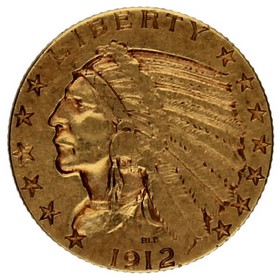 Moneda Estados Unidos 5 Dollars Indian Head Oro 1912 8,37g
