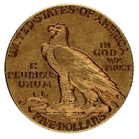 Moneda Estados Unidos 5 Dollars Indian Head Oro 1912 8,37g