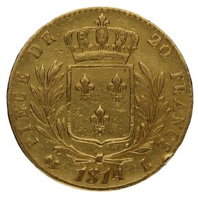 Moneda Francia 20 Francos Oro 1814 L 6,37g