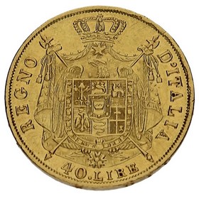 Moneda Italia 40 Liras Napoleón Oro 1814 M 12,86g