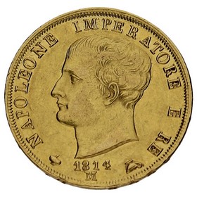 Moneda Italia 40 Liras Napoleón Oro 1814 M 12,86g