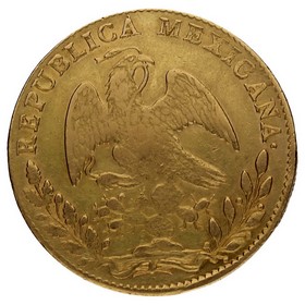 Moneda México 8 Escudos Oro 1864 C.E. 26,86g