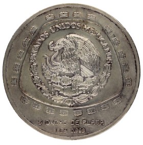 Moneda México 10 Pesos Atlantes Plata 1998 155,67g