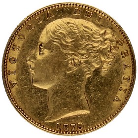 Moneda Australia Soberano Reina Victoria Oro 1879 Sidney 7,97g