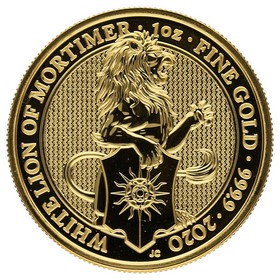 Moneda Reino Unido 100 Pounds White Lion of Mortimer Oro 2020 1oz