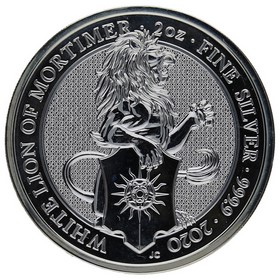 Moneda Reino Unido 5 Pounds White Lion of Mortimer Plata 2020 2oz