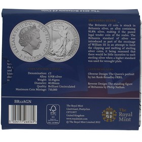 Moneda Reino Unido 2 Pounds Plata 2012 32,45g