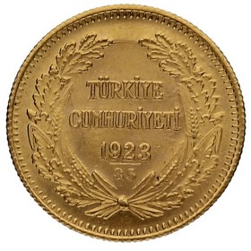 Moneda Turquía 100 Kurush Oro 1923 1923/35 7,23g