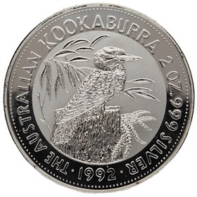 Moneda Australia 2 Dólares Kookaburra Plata 1992 2oz