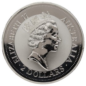 Moneda Australia 2 Dólares Kookaburra Plata 1992 2oz