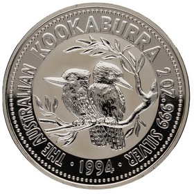 Moneda Australia 2 Dólares Kookaburra Plata 1994 2oz