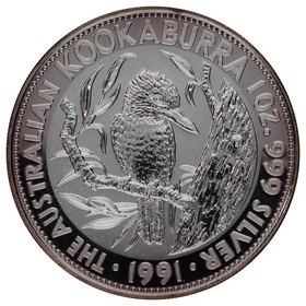 Moneda Australia 5 Dólares Kookaburra Plata 1991 1oz