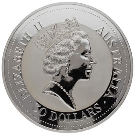Moneda Australia 30 Dólares Kookaburra Plata 1992 1Kg