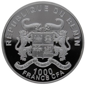 Moneda Benin 1000 Francos CFA Elefante de Benín Plata 2014 1oz