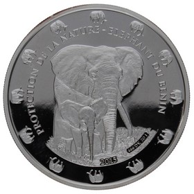Moneda Benin 1000 Francos CFA Elefante de Benín Plata 2015 1oz
