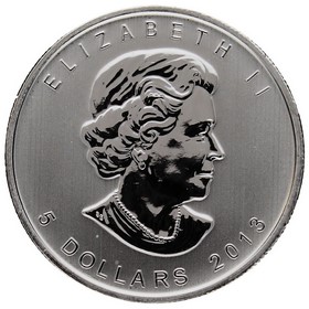 Moneda Canadá 5 Dólares 25 años Plata 2013 1oz