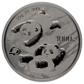 Moneda China 1000 Yuanes Panda 40 años Platino 2022 30g