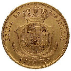 Moneda 100 Reales Oro 1860 *-Sevilla 8,35g