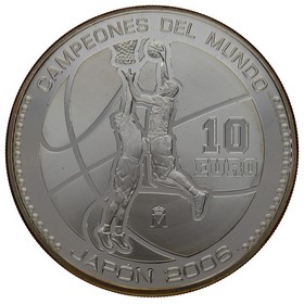 Moneda 10 Euros Campeones del Mundo Baloncesto-Japón 2006 Plata 2006 Madrid 27g