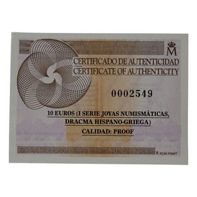 Moneda 10 Euros Joyas Numismáticas-Dracma Hispano-Griega Plata 2008 Madrid 27g