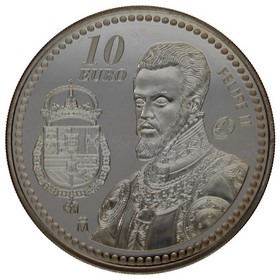 Moneda 10 Euros Felipe II Plata 2009 Madrid 27g