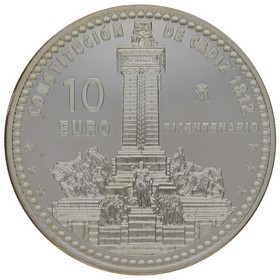 Moneda 10 Euros Bicentenario Constitución de Cádiz Plata 2012 Madrid 27g