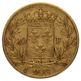 Moneda Francia 20 Francos Oro 1828 A-París 6,44g