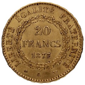 Moneda Francia 20 Francos Oro 1877 A-París 6,44g