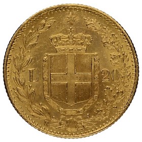 Moneda Italia 20 Liras Oro 1882 R-Roma 6,43g