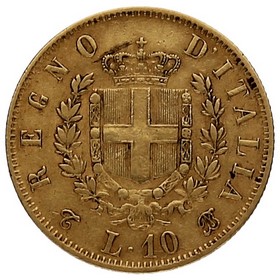 Moneda Italia 10 Liras Oro 1863 T-Turín 3,22g