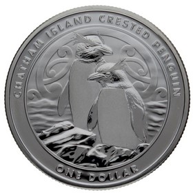 Moneda Nueva Zelanda 1 Dólar Chathan Island Crested Penguin Plata 2020 1oz
