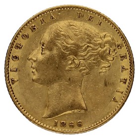 Moneda Reino Unido 1 Soberano Oro 1866 7,96g