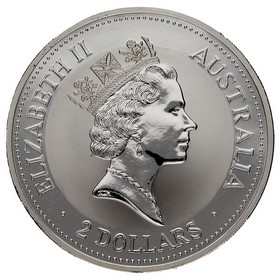 Moneda Australia 2 Dólares Kookaburra Plata 1993 2oz