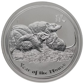 Moneda Australia 1 Dólar Año del Ratón Plata 2008 P-Perth 1oz