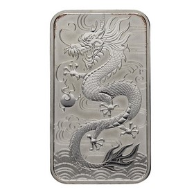 Moneda Australia 1 Dólar Dragón Rectangular Plata 2018 1oz