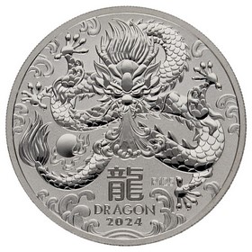 Moneda Australia 1 Dólar Año del Dragón Plata 2024 P125-Perth 1oz