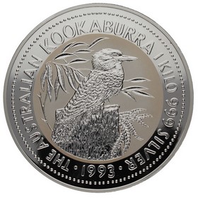Moneda Australia 30 Dólares Kookaburra Plata 1993 P-Perth 1Kg